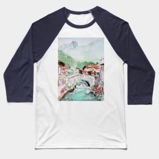 Italy landscape watercolor and ink 2 Baseball T-Shirt